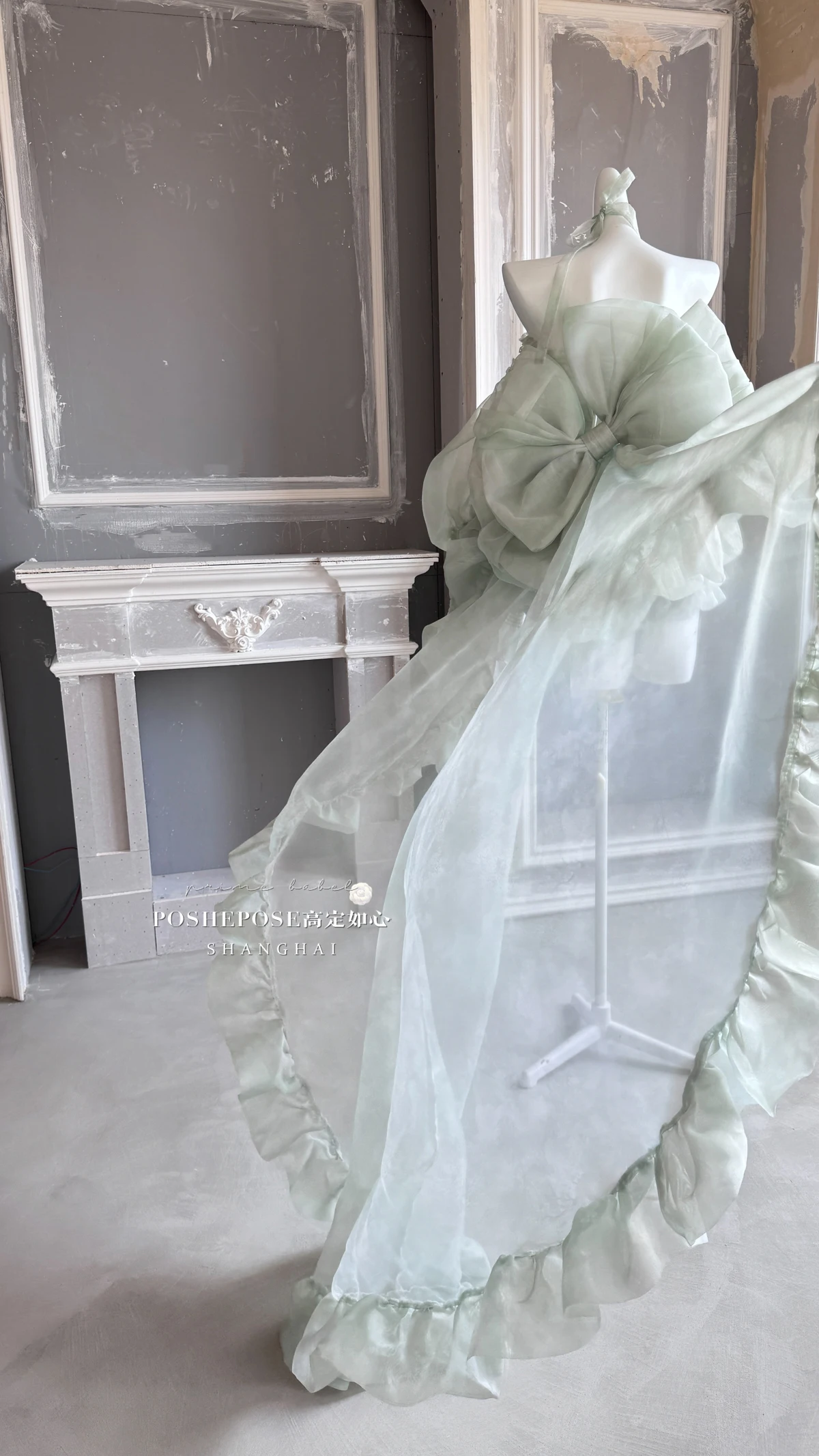 High Street Women's Mint Green Strapless Bowknot Sweet Fairy Organza Dress 2024 New Elegant Big Bow Trailing Party Wedding Dress