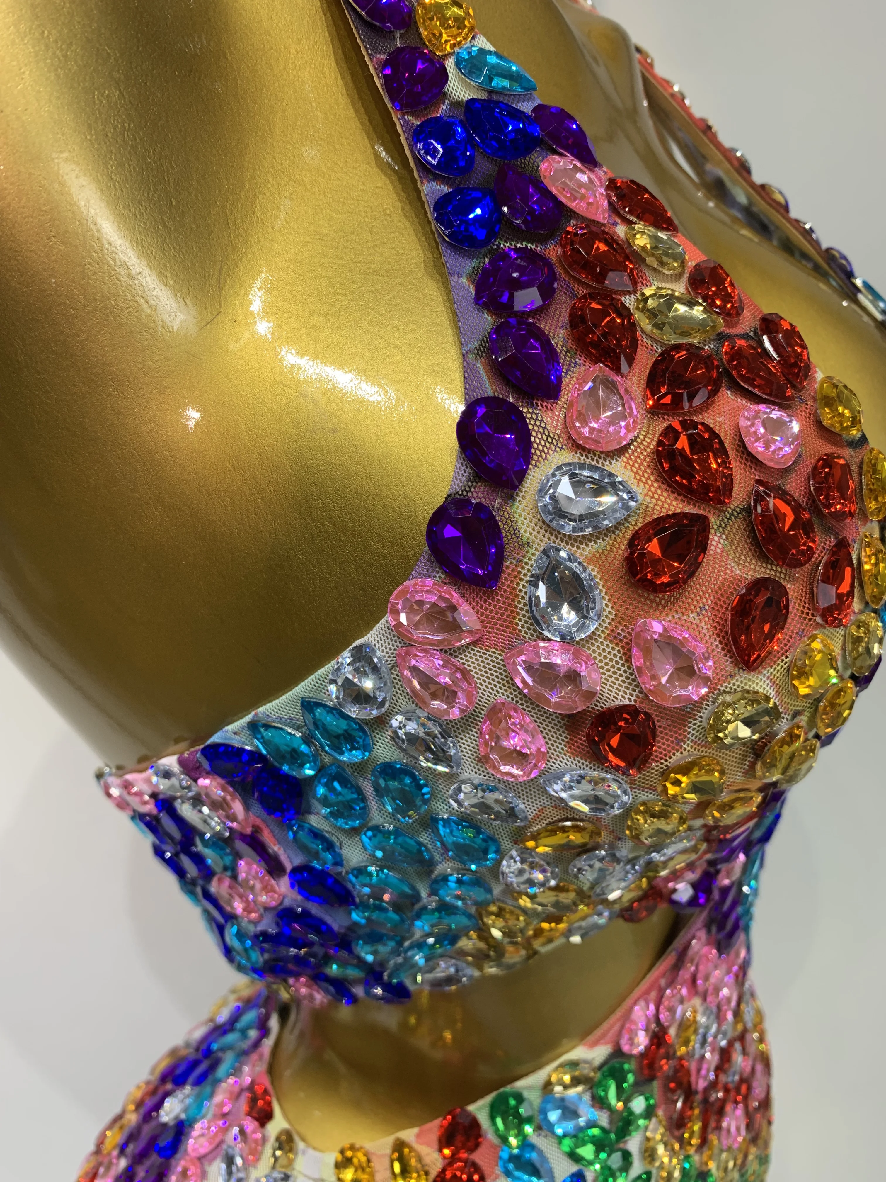 Women Sexy Halter Colorful Diamonds Backless Mini Dresses Celebrity Luxury Birthday Evening Party Gowns Nightclub Stage Outfit