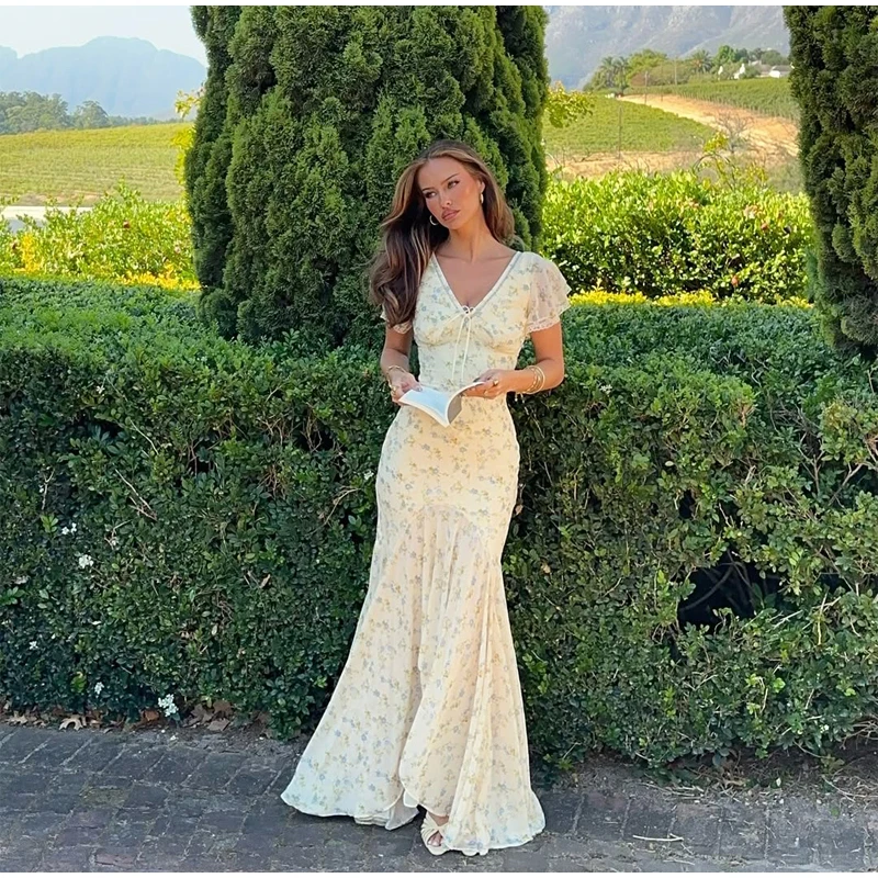 Chic Satin Lace Trim Midi Dress For Women Solid Patchwork Short Sleeve V-neck Summer Dresses 2026 Elegant Summer Holiday Gown