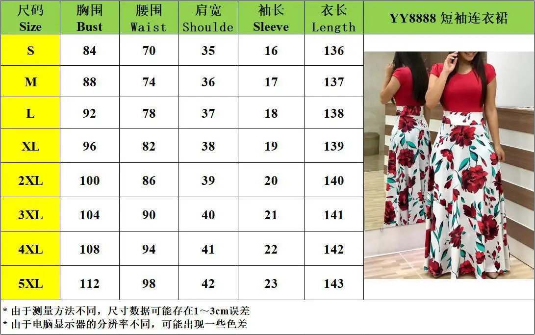 Dress Women Summer bohemain digital printing color matching round neck short sleeve hot style Dresses Casual Vestidos YRW6881