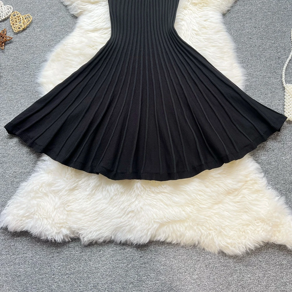 YuooMuoo Korean Fashion A-line Knitted Short Dress 2026 New Y2K Summer Red Black Pleated Party Dress Streetwear Lady Vestidos