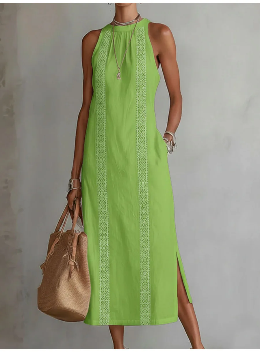 Fashion Lace Slim Maxi Dress Women Summer 2026 Casual White Sleeveless Off Shoulder Long Dresses Elegant