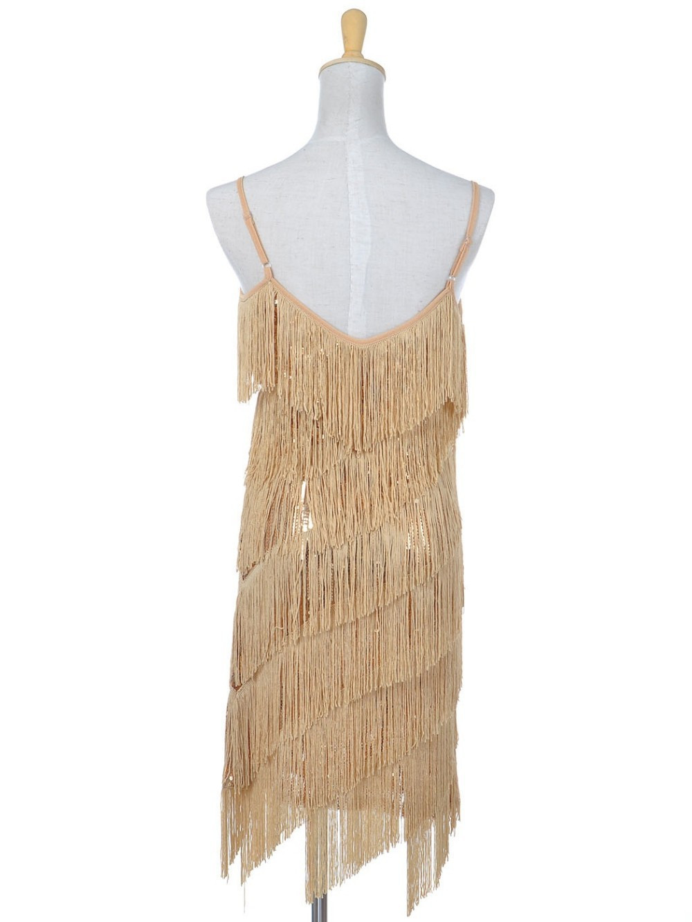 Women 1920s Vintage Great Gatsby Party Sequin Dress Sexy V-Neck Summer Cami Dress Gold Fringe Dress Vestidos Flapper Costumes