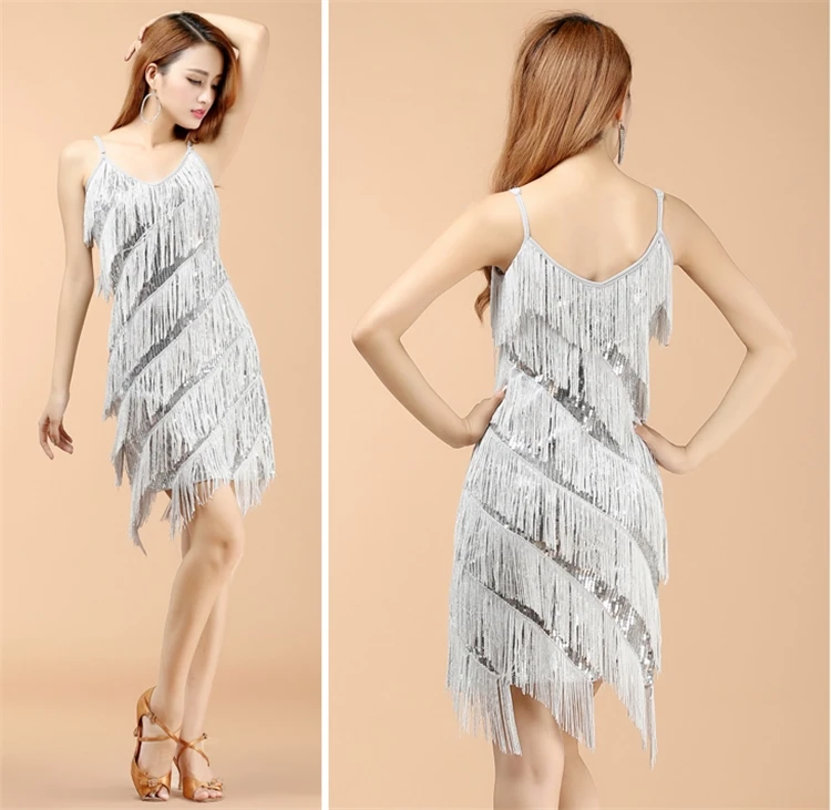 Women 1920s Vintage Great Gatsby Party Sequin Dress Sexy V-Neck Summer Cami Dress Gold Fringe Dress Vestidos Flapper Costumes