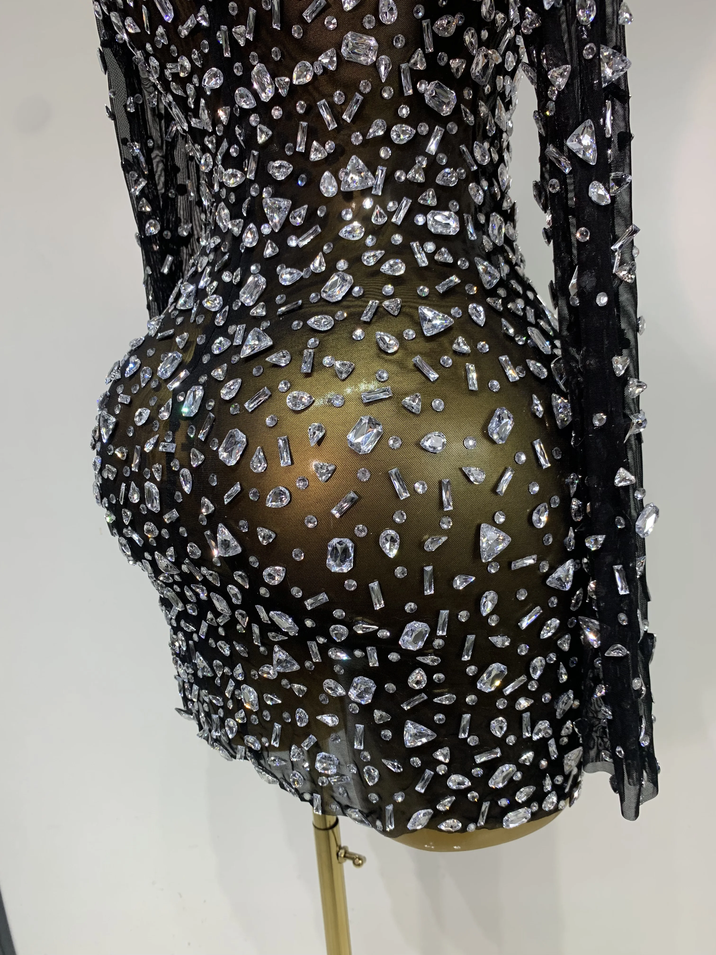 Sparkling Diamond Elegant Party Short Dress Celebrity Evening Party Prom Dress Nightclub Stage Outfit Luxury Birthday Dress