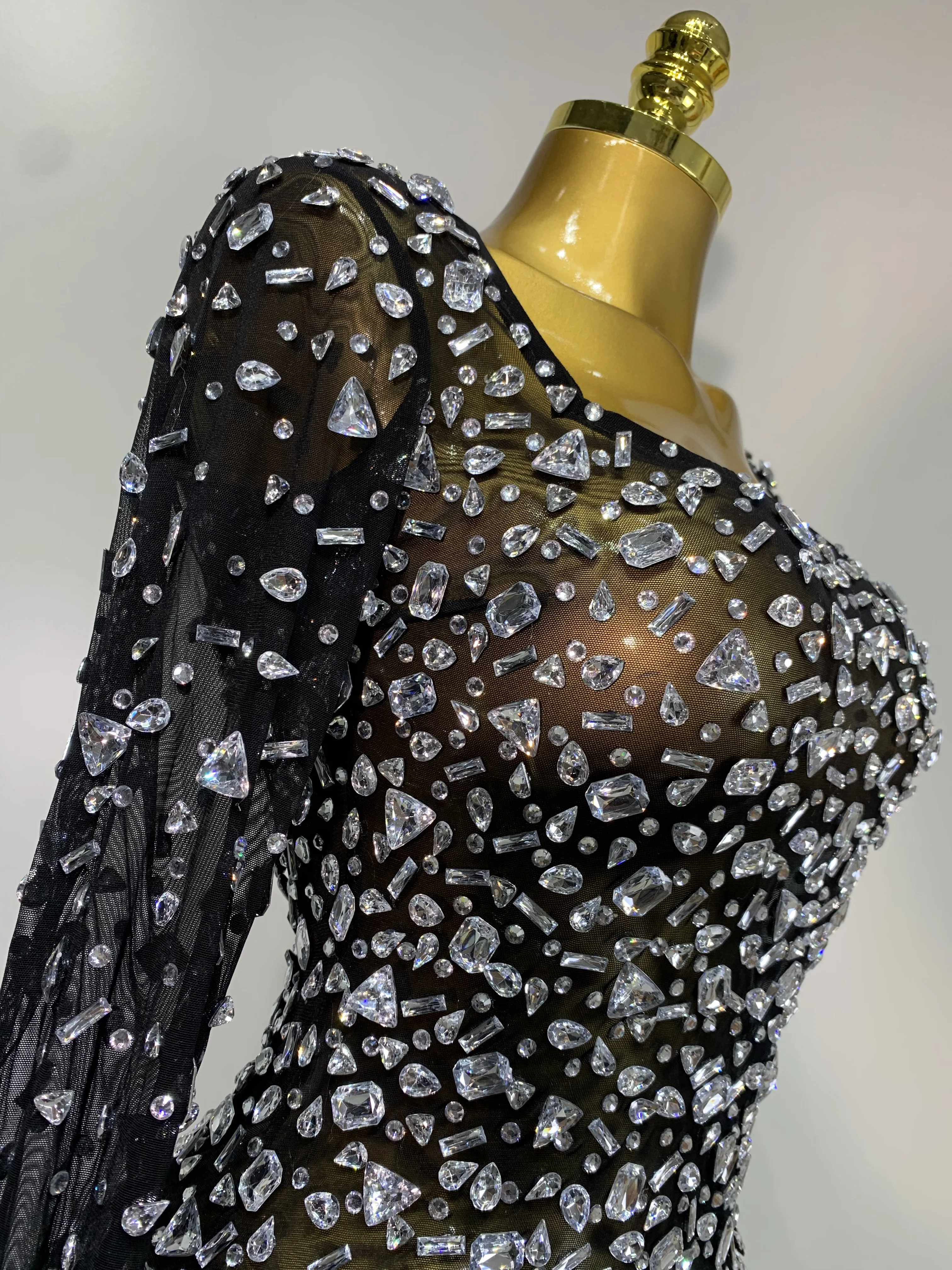 Sparkling Diamond Elegant Party Short Dress Celebrity Evening Party Prom Dress Nightclub Stage Outfit Luxury Birthday Dress