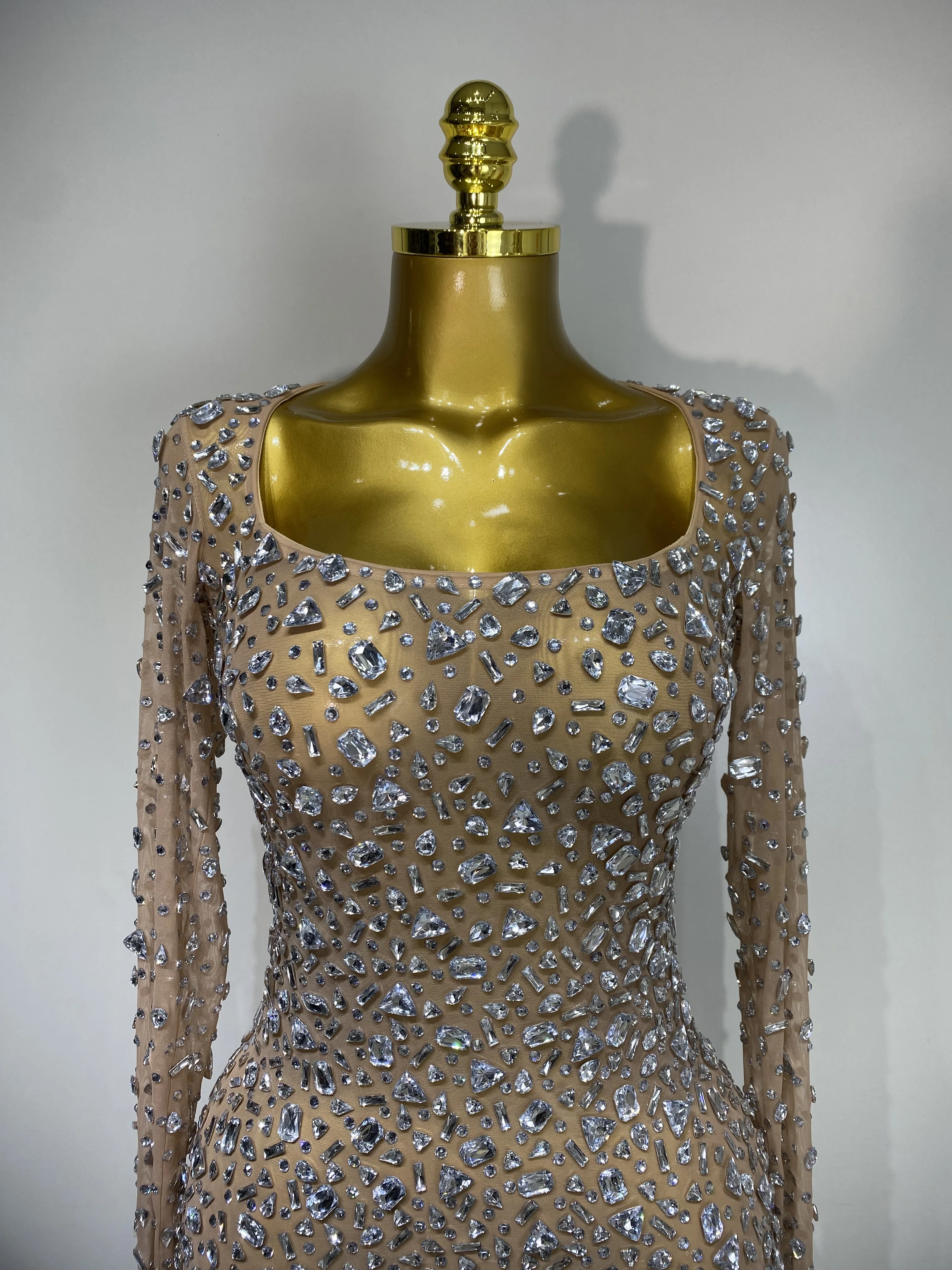 Sparkling Diamond Elegant Party Short Dress Celebrity Evening Party Prom Dress Nightclub Stage Outfit Luxury Birthday Dress