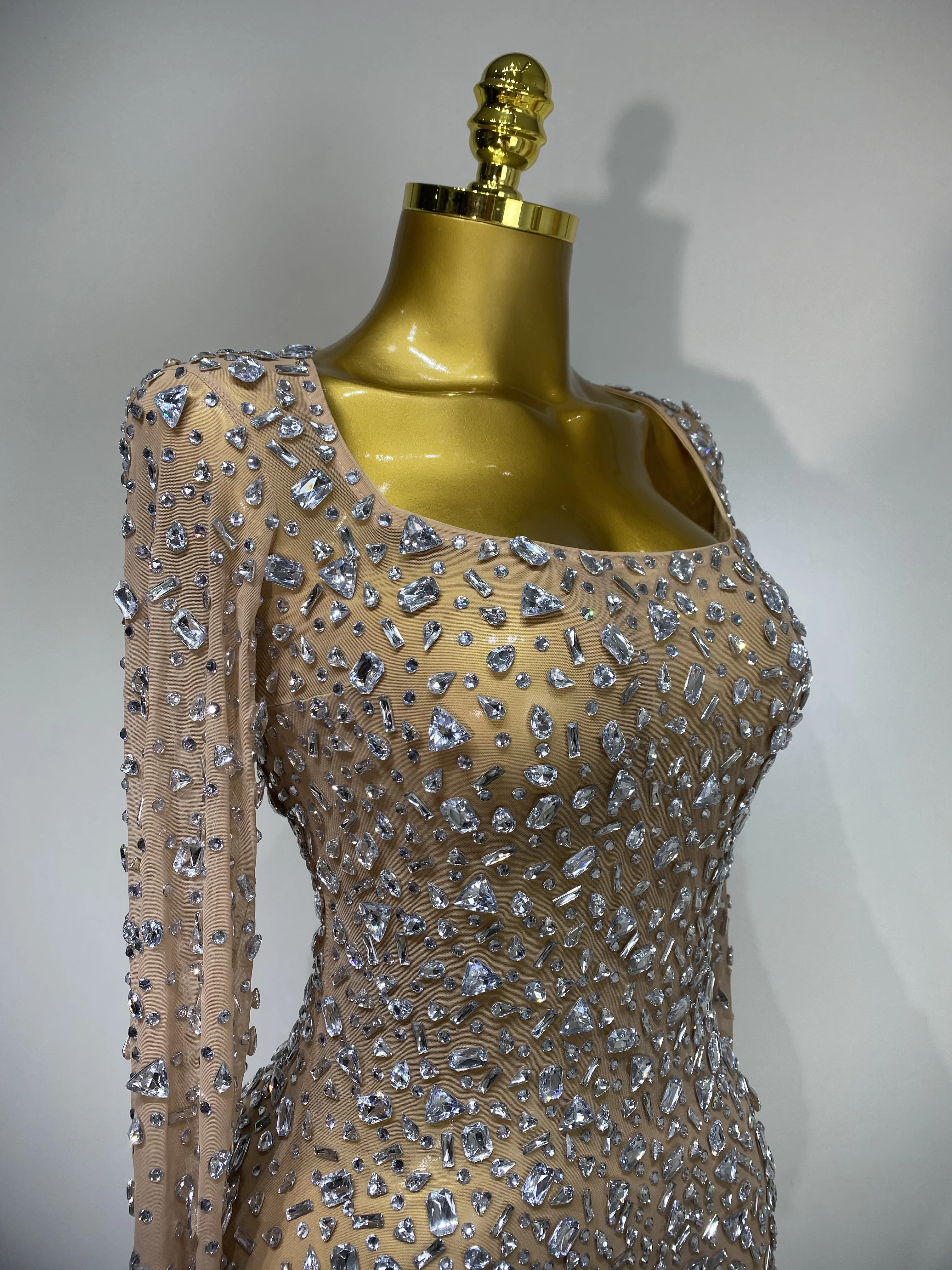 Sparkling Diamond Elegant Party Short Dress Celebrity Evening Party Prom Dress Nightclub Stage Outfit Luxury Birthday Dress