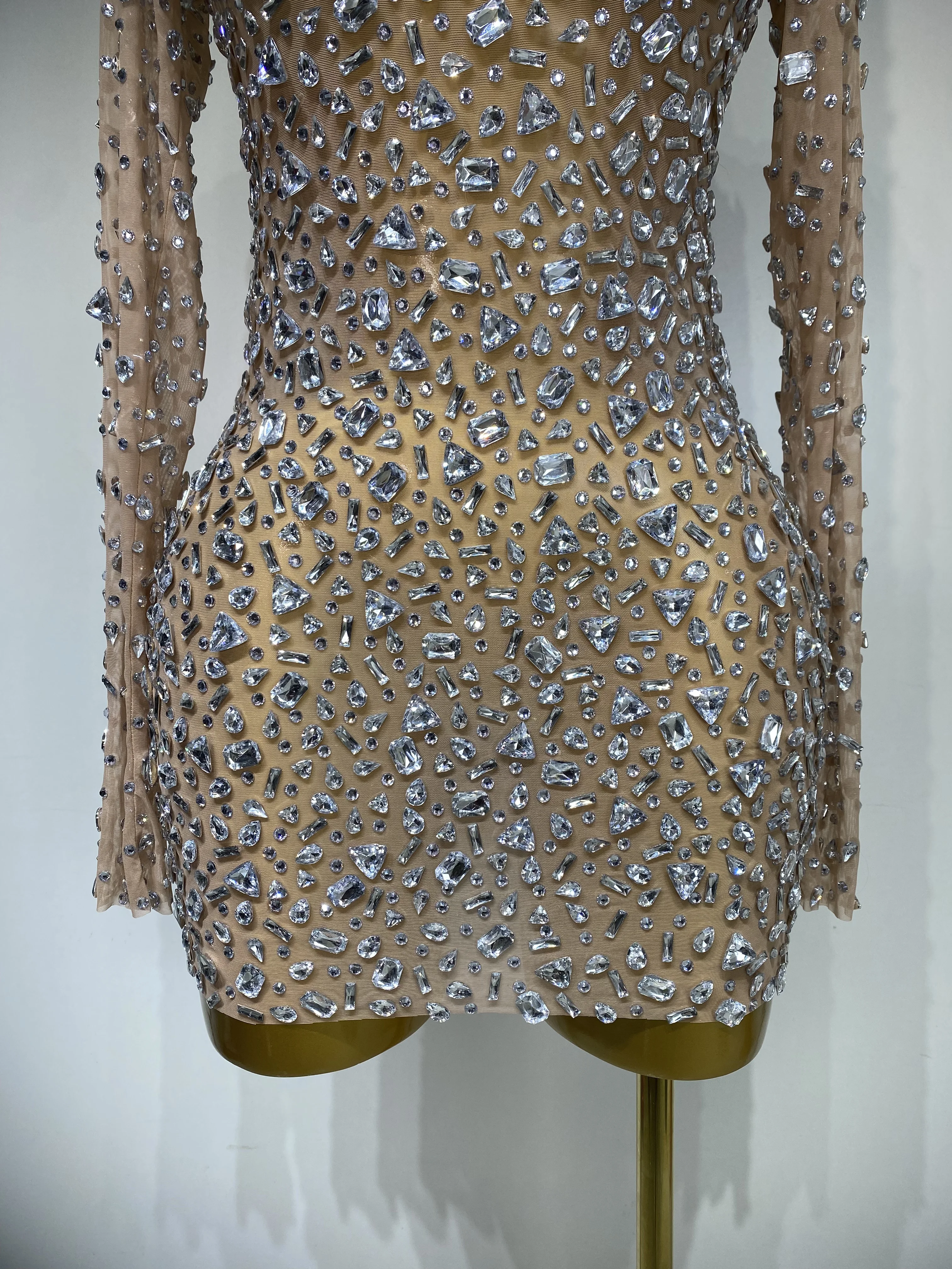 Sparkling Diamond Elegant Party Short Dress Celebrity Evening Party Prom Dress Nightclub Stage Outfit Luxury Birthday Dress
