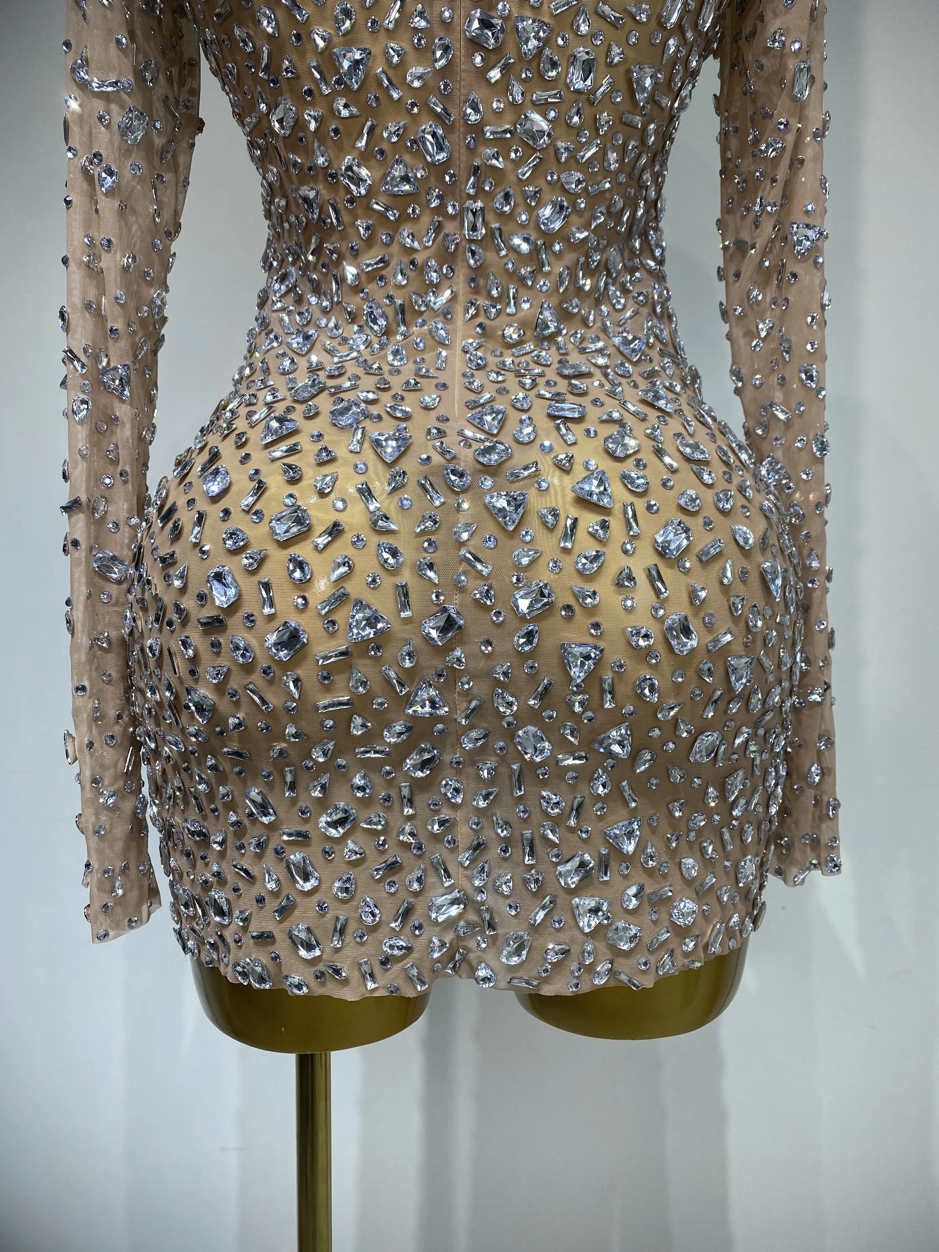 Sparkling Diamond Elegant Party Short Dress Celebrity Evening Party Prom Dress Nightclub Stage Outfit Luxury Birthday Dress