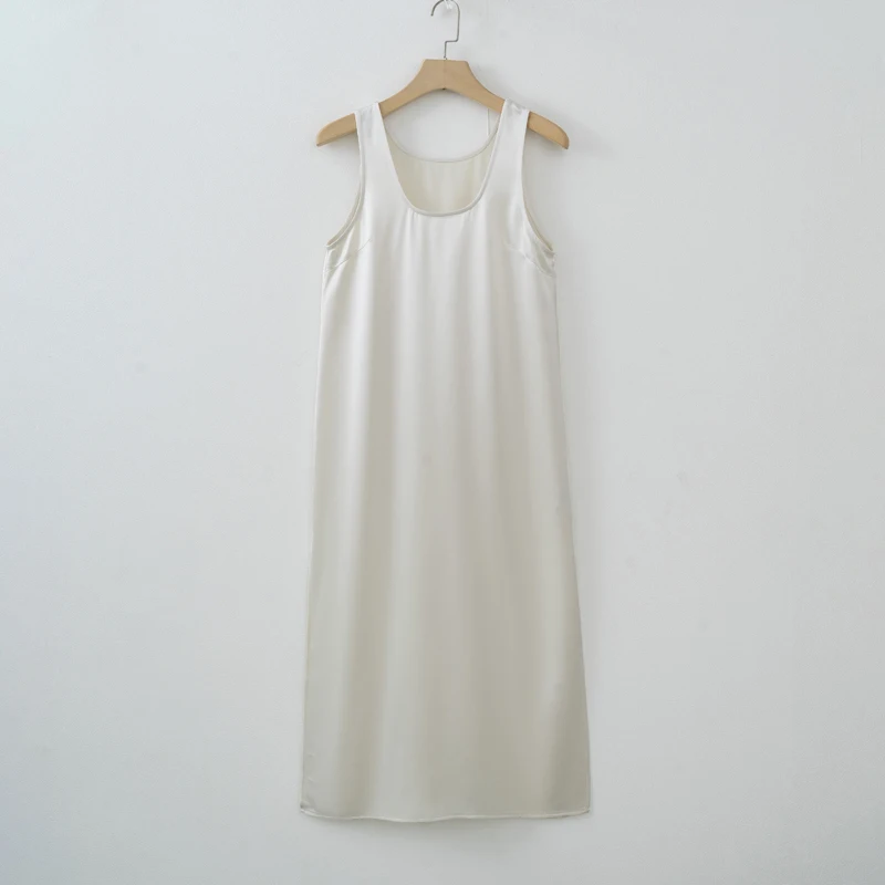 Women Casual Tank Dress Sleeveless Satin Long dress