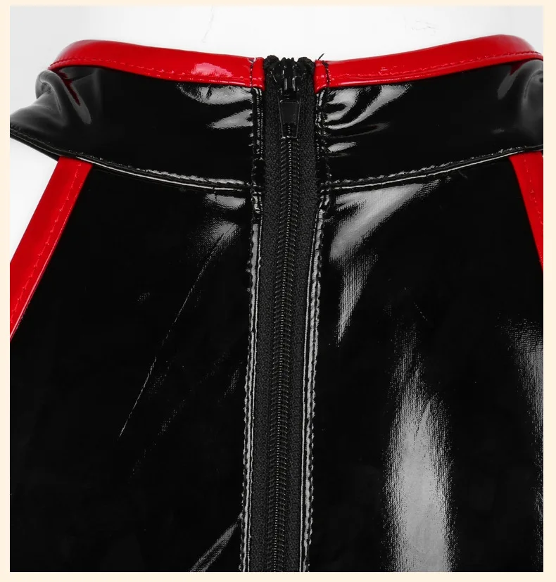 Halter Sleeveless Wet Look PVC Vestido Shiny PU Leather Hot Dress Tights Package Hip Minifalda Sexy Sundress Miniskirt Dresses