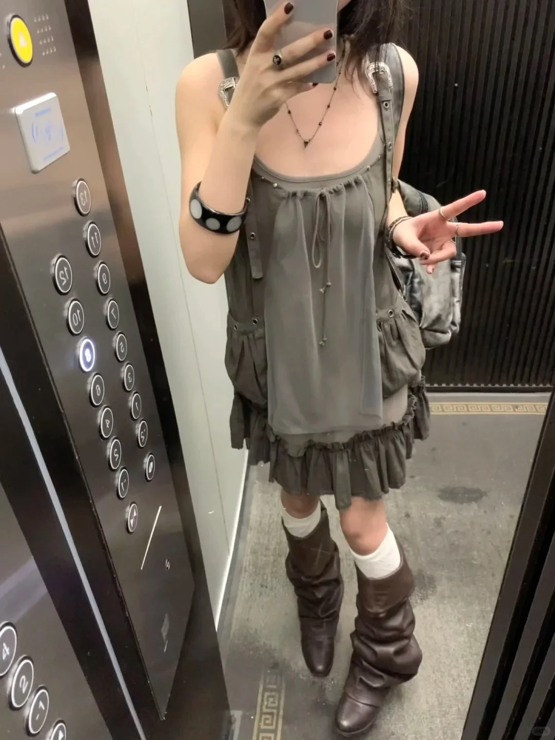 Vintage Y2K Two-Piece Outfit Strap Dress Mesh Layered Cami Ruffle Hem Japanese Harajuku Subculture Summer Casual Minidress Set