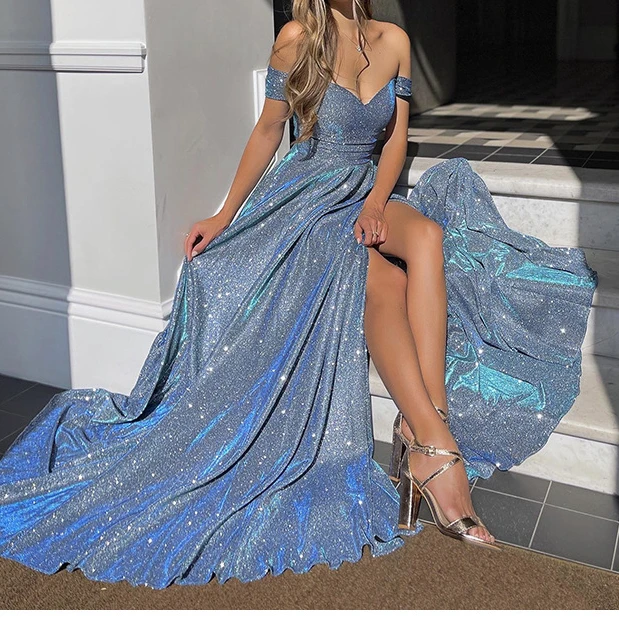 2026 Party Dresses for Women Slash Neck Backless Dress Floor Length Pink Sequins Sleeveless Maxi Evening Dress Formal Vestidos