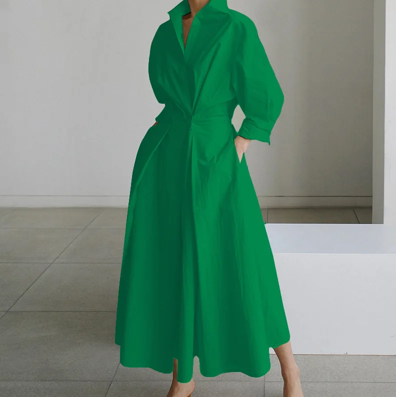 Women's Summer Dress Plus Size Commuter Polo Neck Loose Fit New Elegant Trendy Minimalist Fashionable Niche Versatile Casual Fit