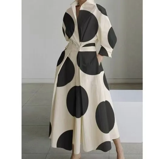 Women's Summer Dress Plus Size Commuter Polo Neck Loose Fit New Elegant Trendy Minimalist Fashionable Niche Versatile Casual Fit