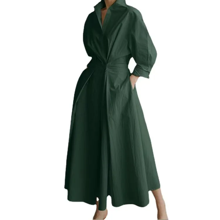 Women's Summer Dress Plus Size Commuter Polo Neck Loose Fit New Elegant Trendy Minimalist Fashionable Niche Versatile Casual Fit