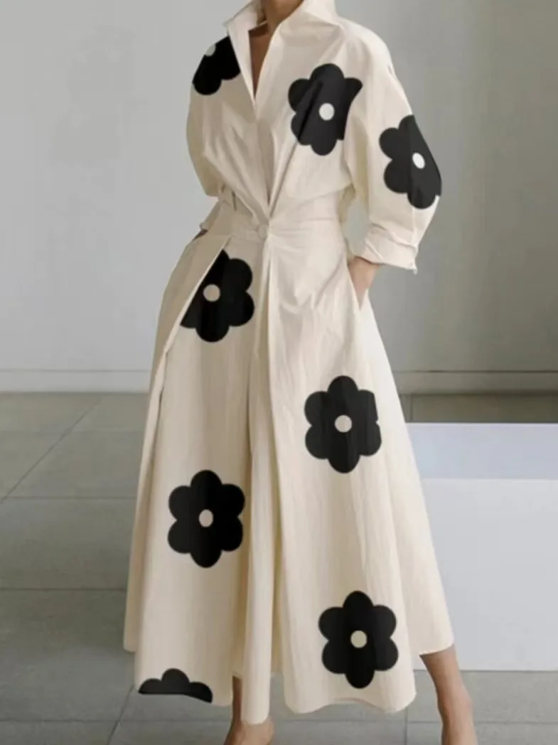 Women's Summer Dress Plus Size Commuter Polo Neck Loose Fit New Elegant Trendy Minimalist Fashionable Niche Versatile Casual Fit