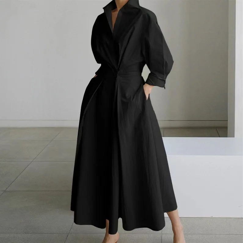 Women's Summer Dress Plus Size Commuter Polo Neck Loose Fit New Elegant Trendy Minimalist Fashionable Niche Versatile Casual Fit