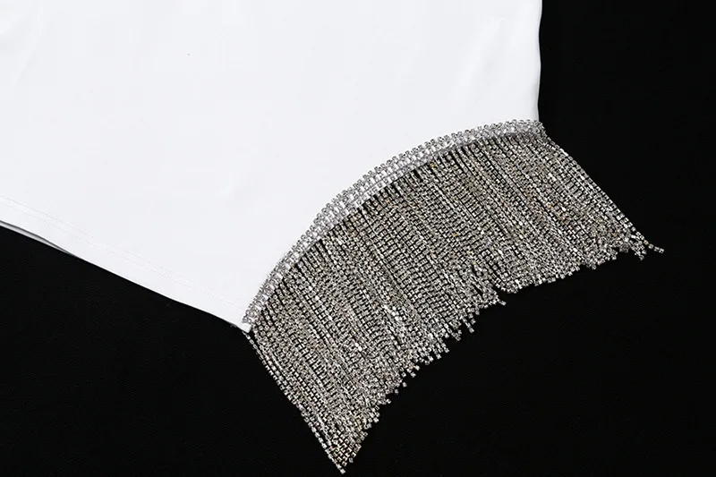 Sexy Tassel Diamonds Party Dress Women Spaghetti Straps Backless Split Bodycon For Women Elegant Dress