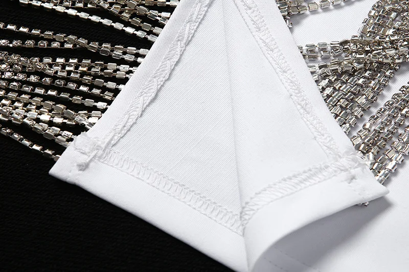 Sexy Tassel Diamonds Party Dress Women Spaghetti Straps Backless Split Bodycon For Women Elegant Dress