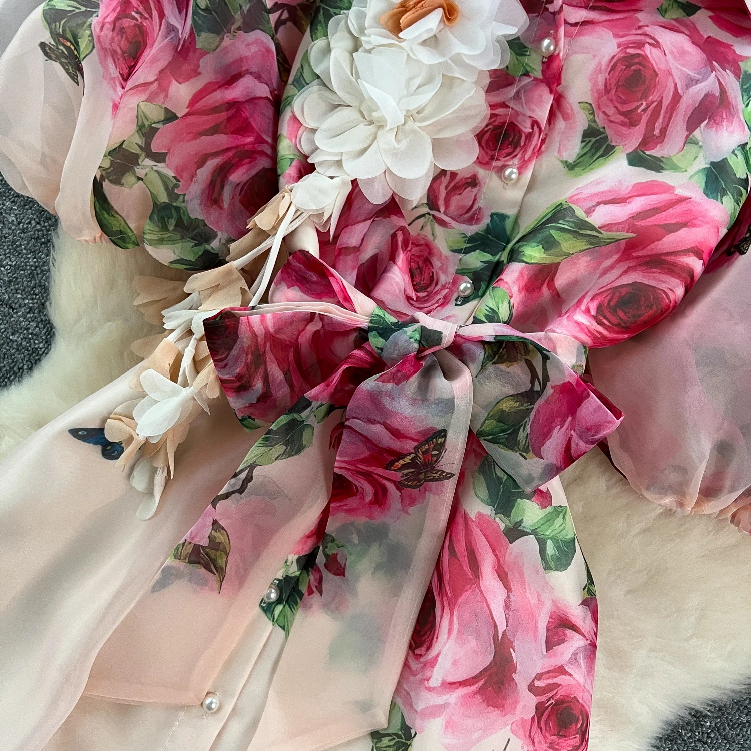 Chic vintage Sexy print mesh Spliced Fairy Summer Women Boho Sundress women clothing Long dress