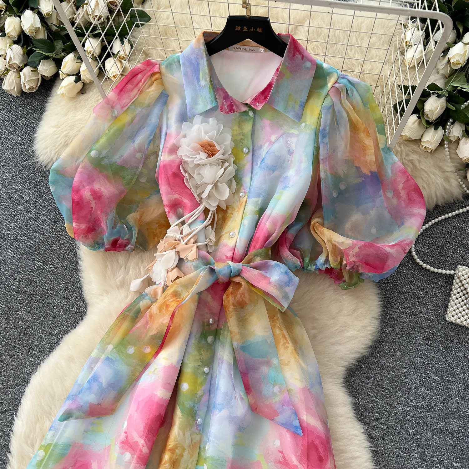Chic vintage Sexy print mesh Spliced Fairy Summer Women Boho Sundress women clothing Long dress