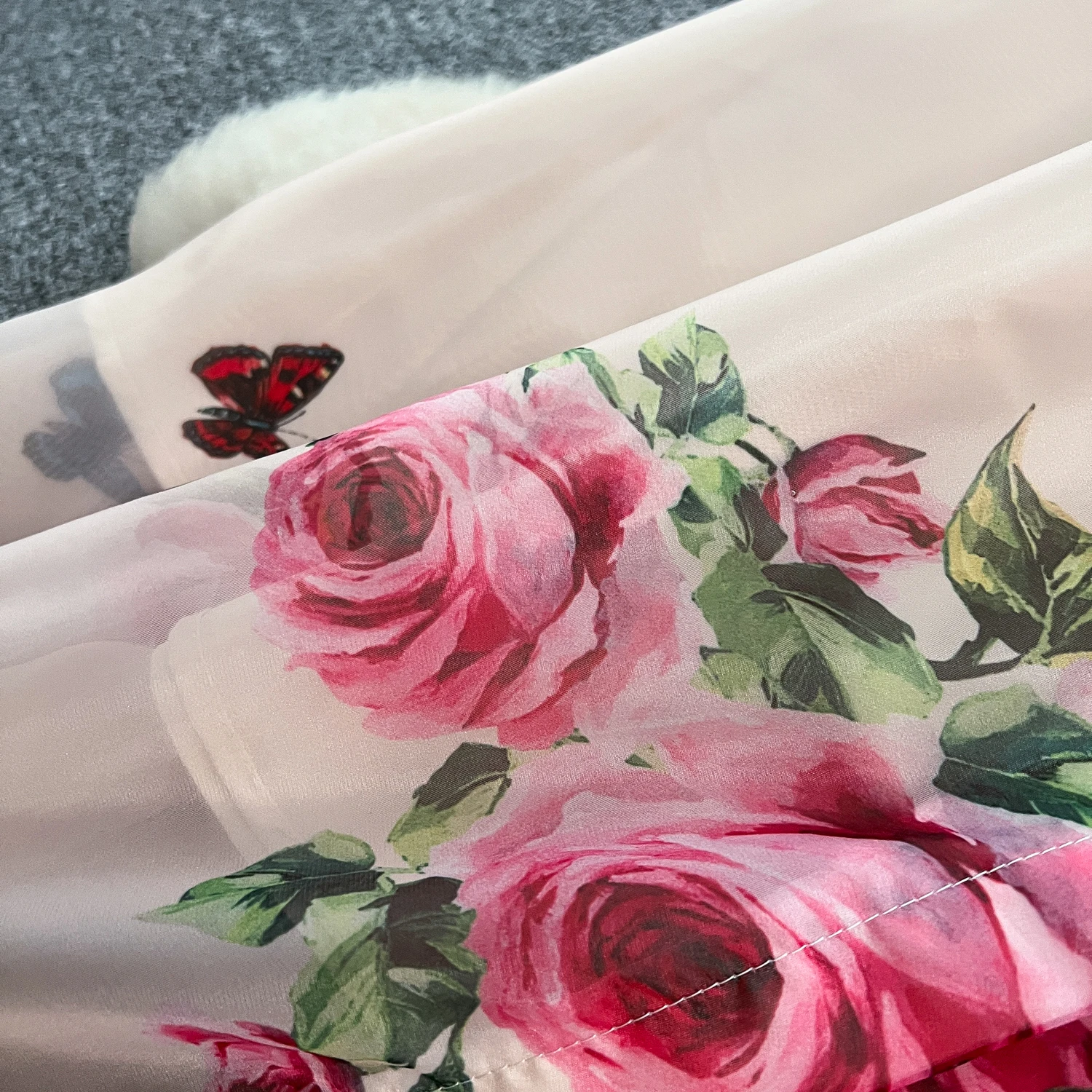 Chic vintage Sexy print mesh Spliced Fairy Summer Women Boho Sundress women clothing Long dress
