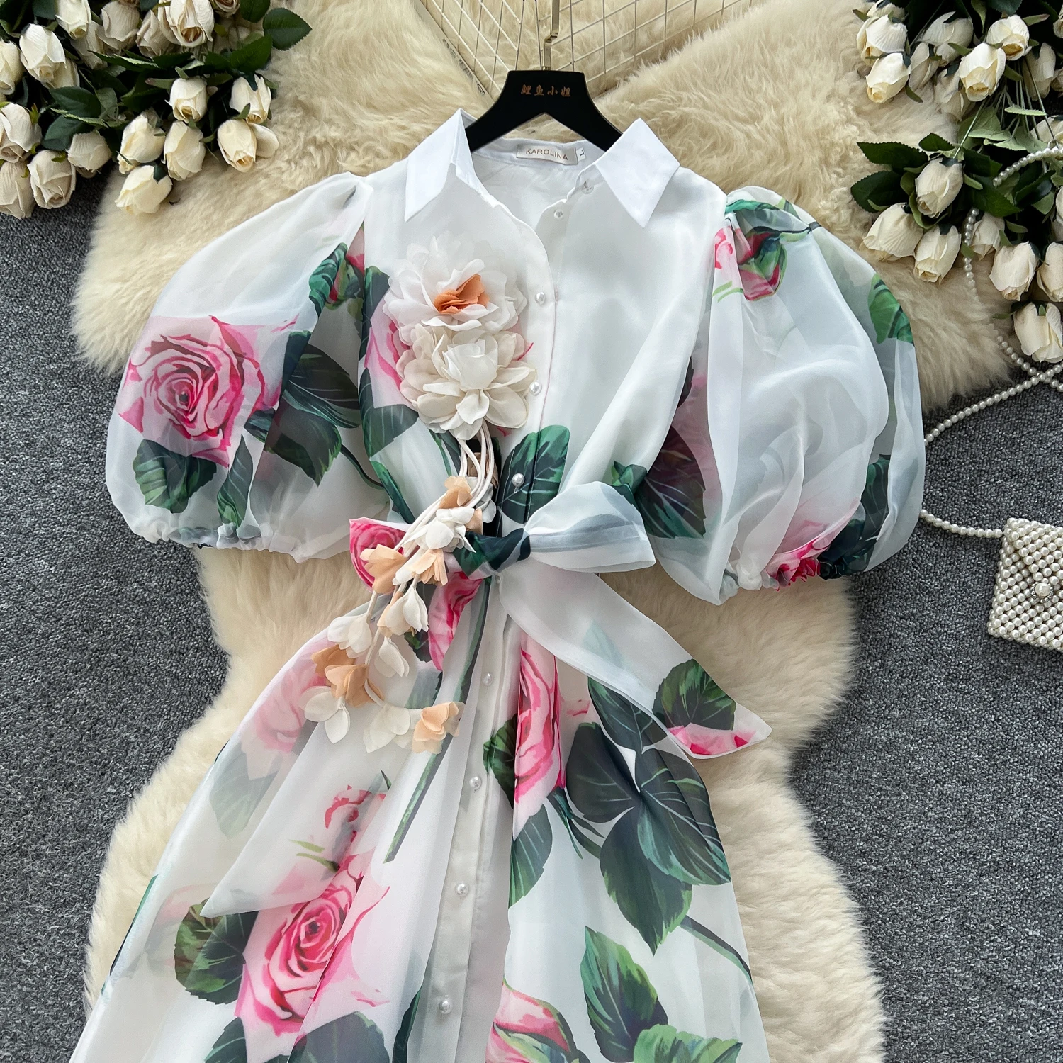 Chic vintage Sexy print mesh Spliced Fairy Summer Women Boho Sundress women clothing Long dress