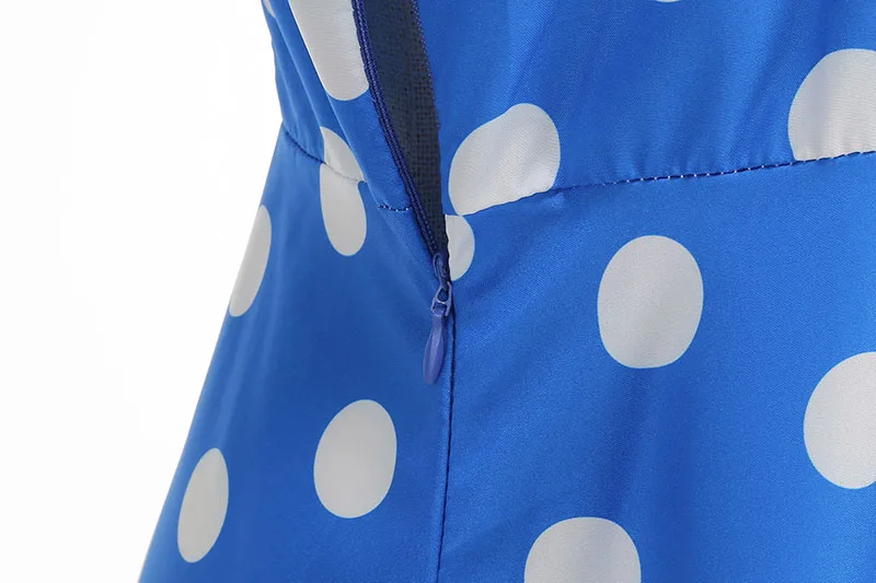 Women's Vintage Polka Dot Summer Dress Short Sleeve V-Neck A-Line Casual Party Robe Femme Pin up Style