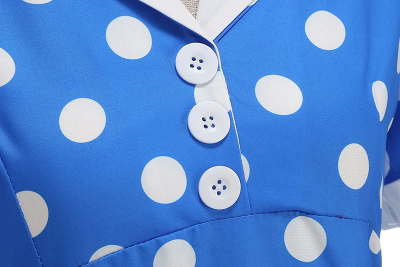 Women's Vintage Polka Dot Summer Dress Short Sleeve V-Neck A-Line Casual Party Robe Femme Pin up Style