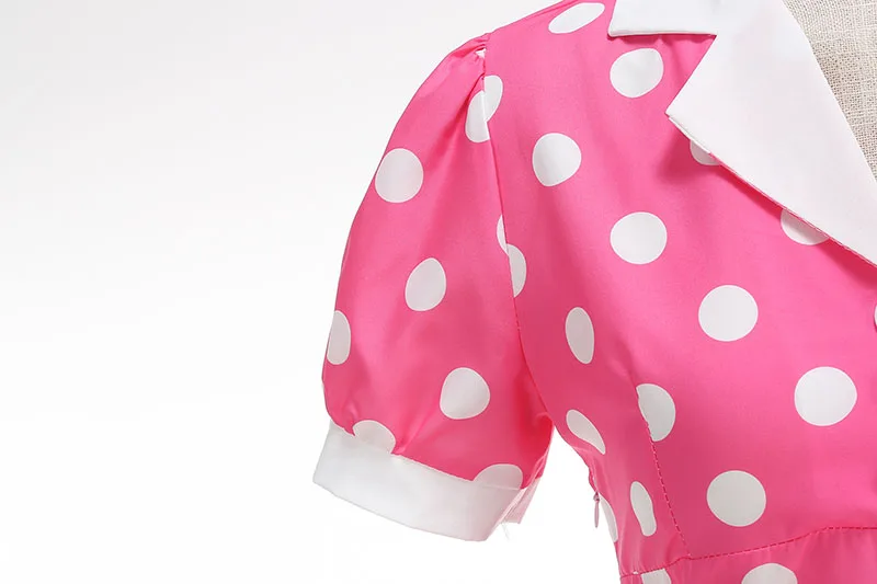 Women's Vintage Polka Dot Summer Dress Short Sleeve V-Neck A-Line Casual Party Robe Femme Pin up Style