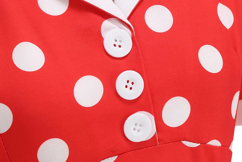 Women's Vintage Polka Dot Summer Dress Short Sleeve V-Neck A-Line Casual Party Robe Femme Pin up Style