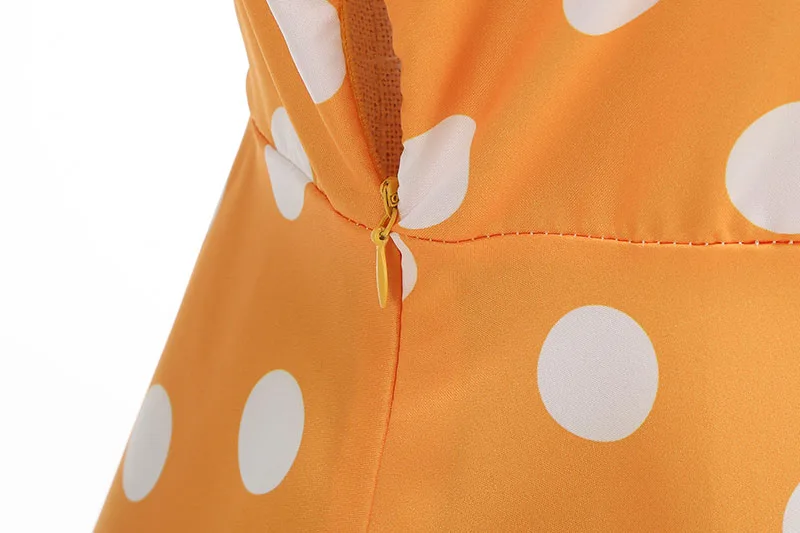 Women's Vintage Polka Dot Summer Dress Short Sleeve V-Neck A-Line Casual Party Robe Femme Pin up Style