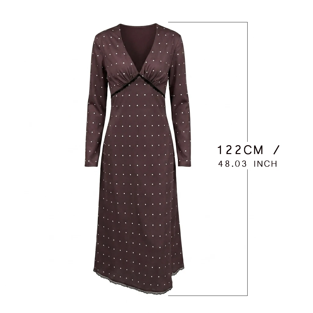 Talenza Women Polka Dot Dress Fashion Satin Print Contrast V-Neck High-Waisted New Dress Summer Elegant Female Party Dress 2026