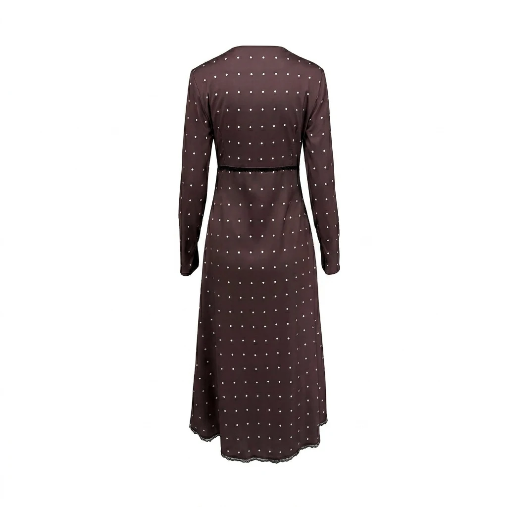 Talenza Women Polka Dot Dress Fashion Satin Print Contrast V-Neck High-Waisted New Dress Summer Elegant Female Party Dress 2026