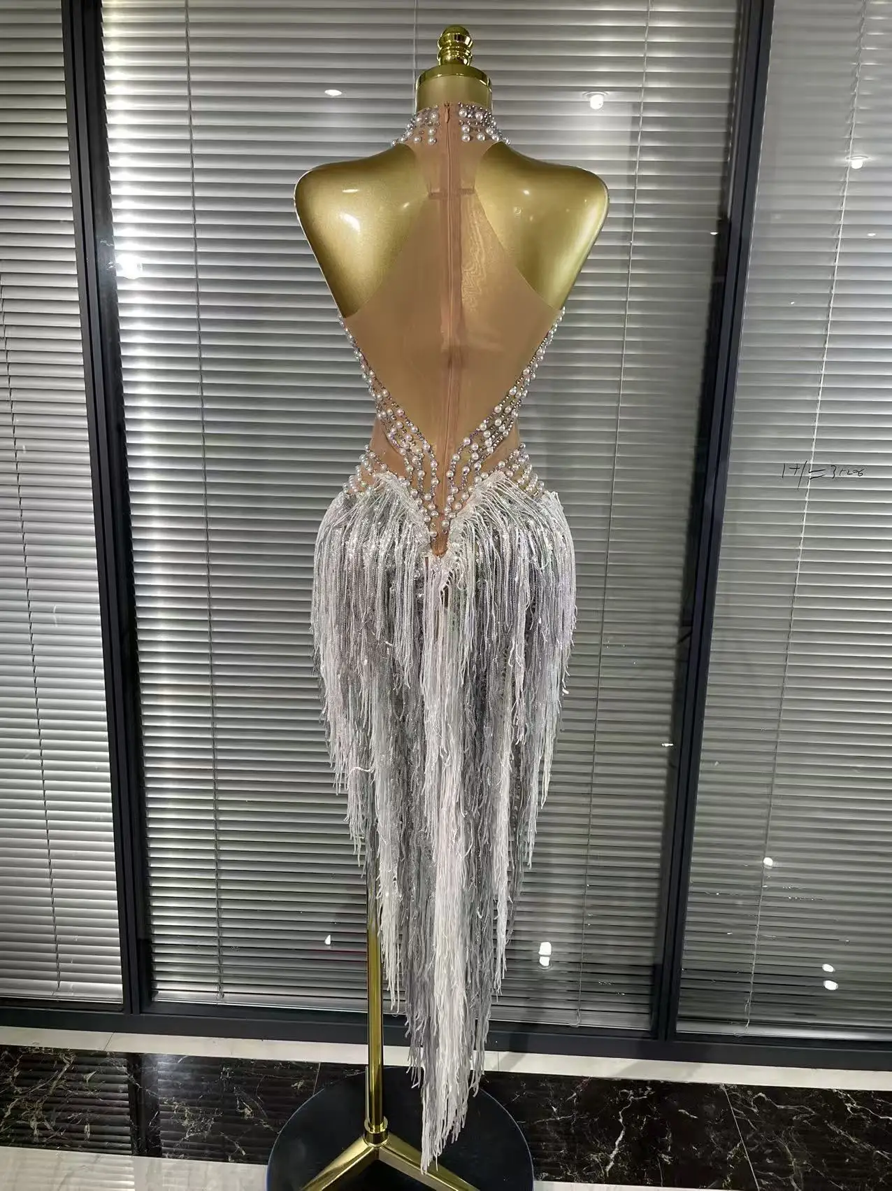 White Golden Color Women Sexy Off the Shoulder Shining Sequins Beading Bodycon Mid-calf Dress Birthday Photoshoot Stage Wear