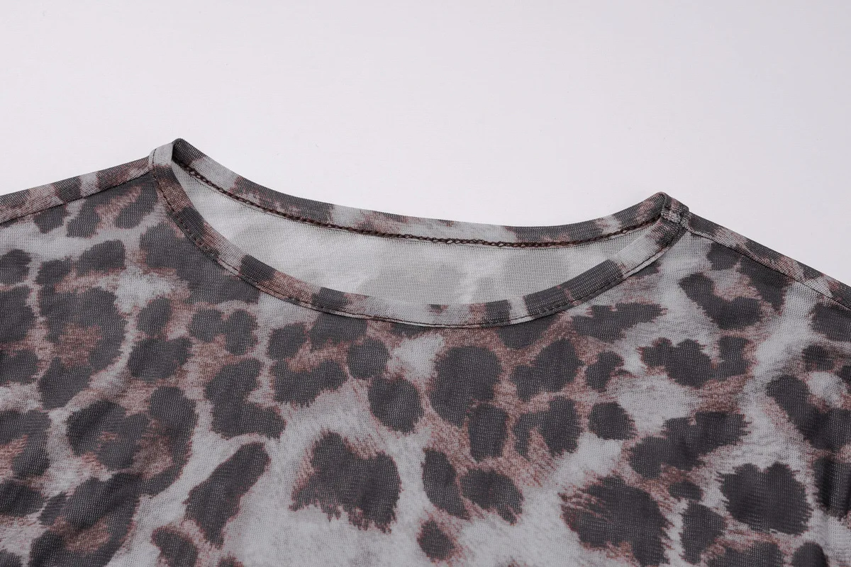 Shestyle Leopard Sexy A-Line Dress Women Two Piece Sets Mesh See Through Fashion Extremely Hot High Street Animal Print Stylish