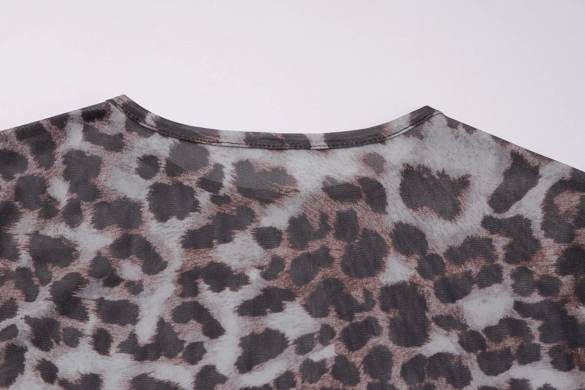 Shestyle Leopard Sexy A-Line Dress Women Two Piece Sets Mesh See Through Fashion Extremely Hot High Street Animal Print Stylish