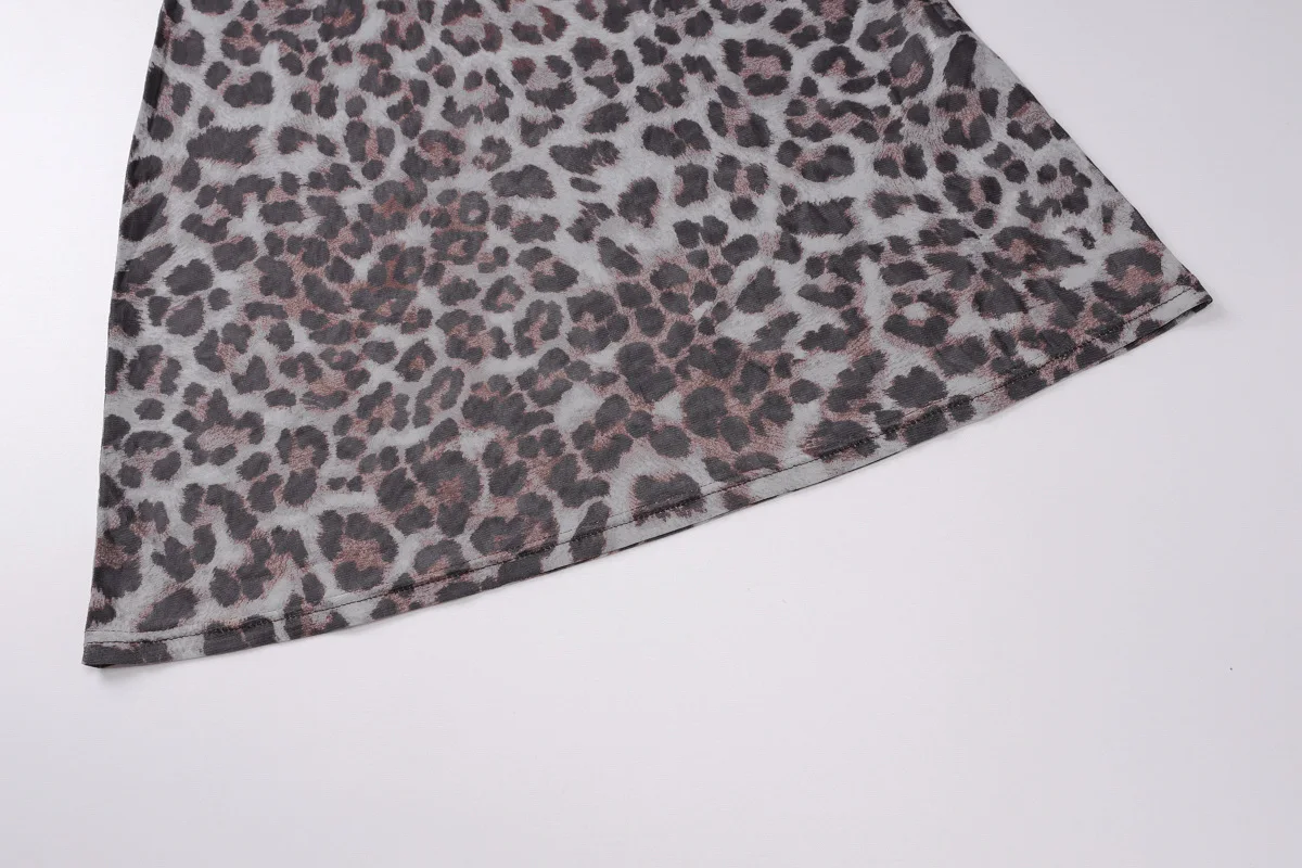 Shestyle Leopard Sexy A-Line Dress Women Two Piece Sets Mesh See Through Fashion Extremely Hot High Street Animal Print Stylish