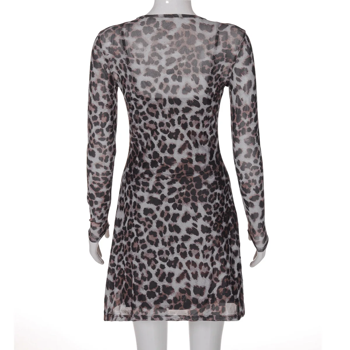 Shestyle Leopard Sexy A-Line Dress Women Two Piece Sets Mesh See Through Fashion Extremely Hot High Street Animal Print Stylish