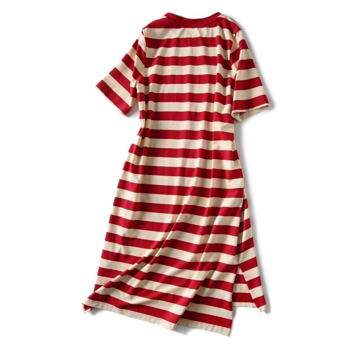 Striped Print Short Sleeve Midi Dress Summer Aesthetic Clothes Korean Fashion Casual Harajuku Dresses for Women 2023 Vestidos