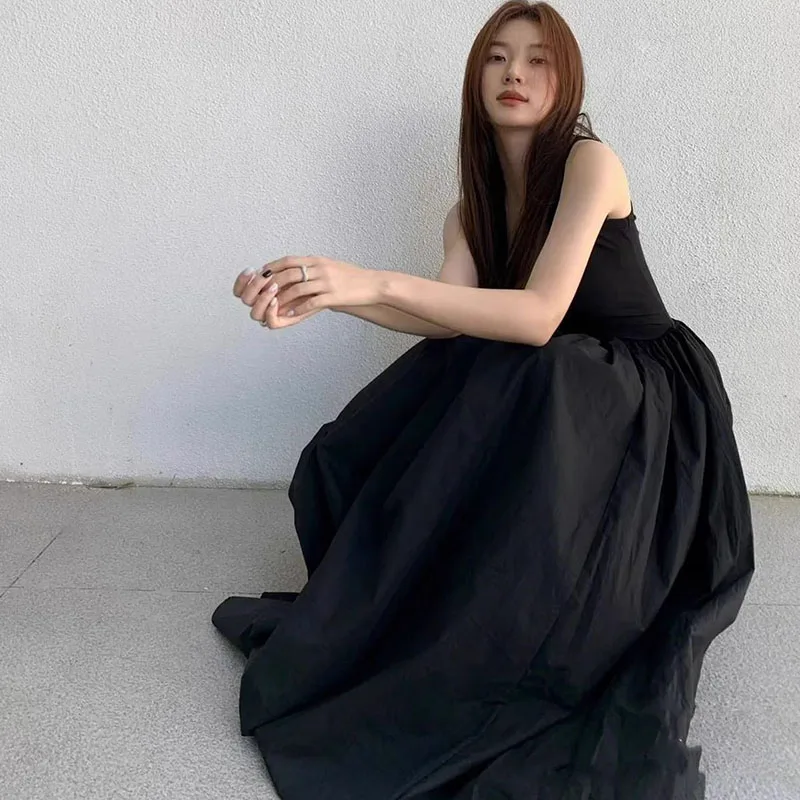 Black Strapless Long Dress Women Fashion Slim Sleeveless O-Neck High Waist Dresses Female 2026 Spring Summer new Party Vestidos