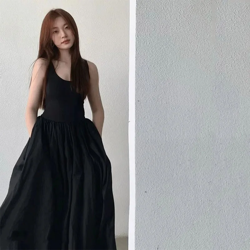 Black Strapless Long Dress Women Fashion Slim Sleeveless O-Neck High Waist Dresses Female 2026 Spring Summer new Party Vestidos