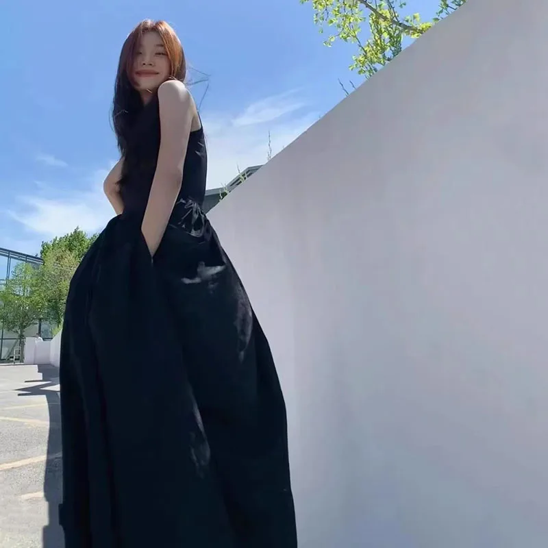 Black Strapless Long Dress Women Fashion Slim Sleeveless O-Neck High Waist Dresses Female 2026 Spring Summer new Party Vestidos