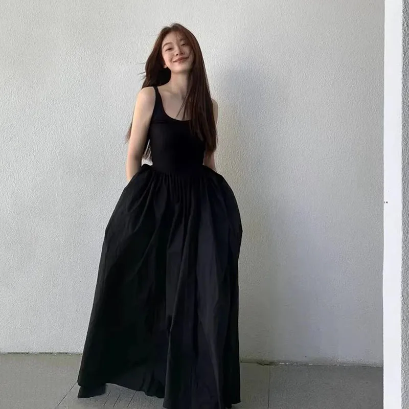 Black Strapless Long Dress Women Fashion Slim Sleeveless O-Neck High Waist Dresses Female 2026 Spring Summer new Party Vestidos