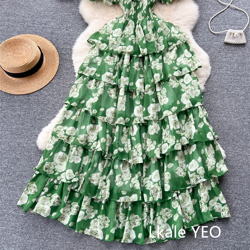 Ladies Party Vestidos 2026 Spring Autumn Retro Bubble Sleeves Lady Birthday Cake Dress High-end Korean Version Women's Dress