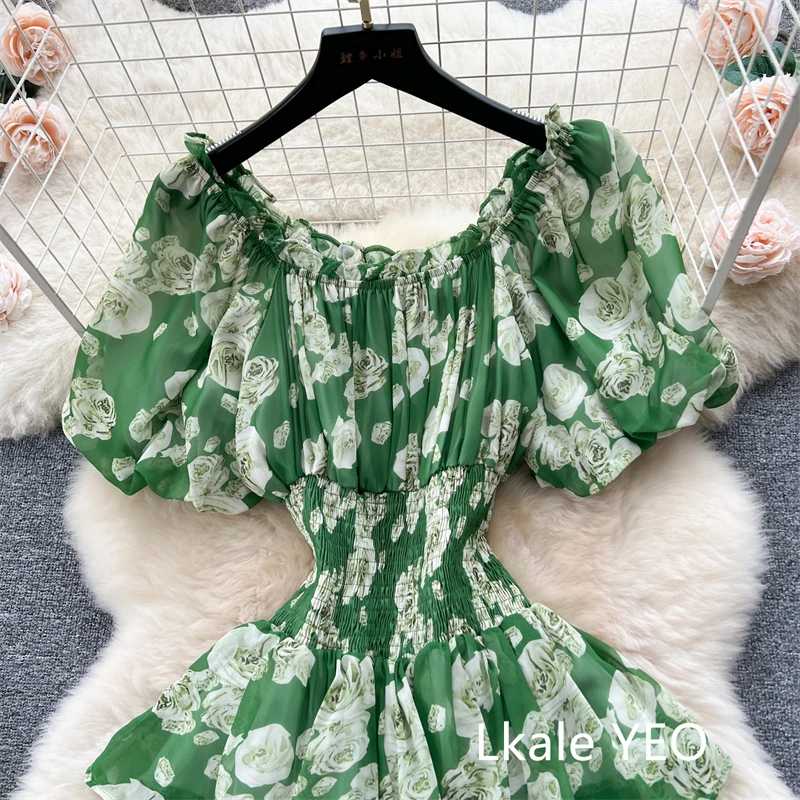 Ladies Party Vestidos 2026 Spring Autumn Retro Bubble Sleeves Lady Birthday Cake Dress High-end Korean Version Women's Dress