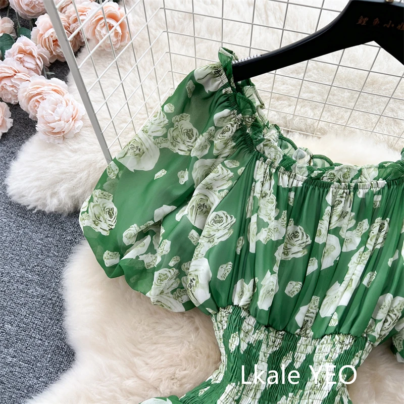 Ladies Party Vestidos 2026 Spring Autumn Retro Bubble Sleeves Lady Birthday Cake Dress High-end Korean Version Women's Dress