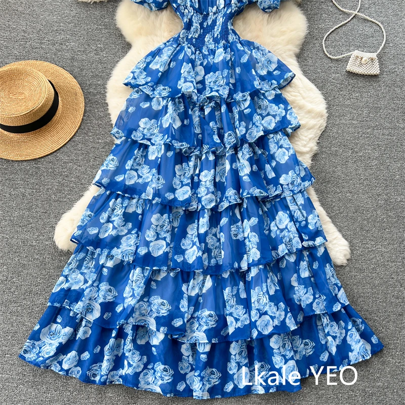 Ladies Party Vestidos 2026 Spring Autumn Retro Bubble Sleeves Lady Birthday Cake Dress High-end Korean Version Women's Dress